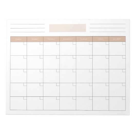 エレガント月空白の単位の予定表プランナー ノートパッド (正面)