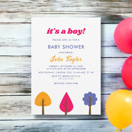 エレガント木カラフルお洒落秋赤ちゃんシャワー 招待状