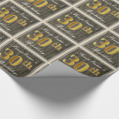 エレガント木フェイク、フェイク金ゴールド30th誕生日+名前 ラッピングペーパー (角)