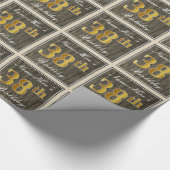 エレガント木フェイク、フェイク金ゴールド38誕生日+名前 ラッピングペーパー (角)