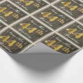 エレガント木フェイク、フェイク金ゴールド44番目の誕生日+名前 ラッピングペーパー (角)