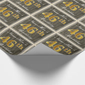 エレガント木フェイク、フェイク金ゴールド46番目の誕生日+名前 ラッピングペーパー (角)