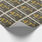 エレガント木フェイク、フェイク金ゴールド47番目の誕生日+名前 ラッピングペーパー (角)