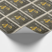 エレガント木フェイク、フェイク金ゴールド4th誕生日+名前 ラッピングペーパー (角)