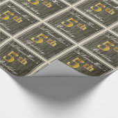 エレガント木フェイク、フェイク金ゴールド5誕生日+名前 ラッピングペーパー (角)