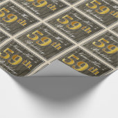 エレガント木フェイク、フェイク金ゴールド59誕生日+名前 ラッピングペーパー (角)