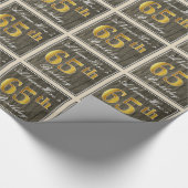 エレガント木フェイク、フェイク金ゴールド65誕生日+名前 ラッピングペーパー (角)