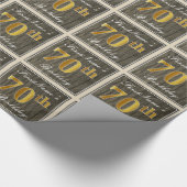 エレガント木フェイク、フェイク金ゴールド70誕生日+名前 ラッピングペーパー (角)