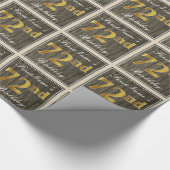 エレガント木フェイク、フェイク金ゴールド72番目の誕生日+名前 ラッピングペーパー (角)