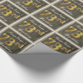 エレガント木フェイク、フェイク金ゴールド73番目の誕生日+名前 ラッピングペーパー (角)