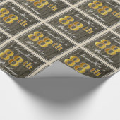 エレガント木フェイク、フェイク金ゴールド88誕生日+名前 ラッピングペーパー (角)