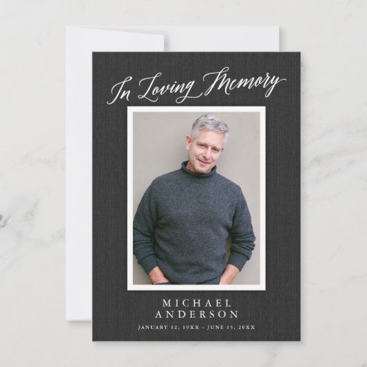 エレガント木炭グレー記念写真発表 招待状 (正面)