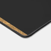 エレガント木炭ブラック&金ゴールド追加ネーム&モノグラム デスクマット (コーナー)