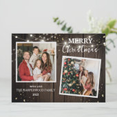 エレガント木素朴のクリスマスファミリー2写真 シーズンカード (スタンド正面)