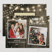 エレガント木素朴のクリスマスファミリー2写真 シーズンカード (正面/裏面)