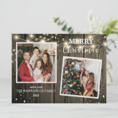 エレガント木素朴のクリスマスファミリー2写真 シーズンカード (スタンド正面)