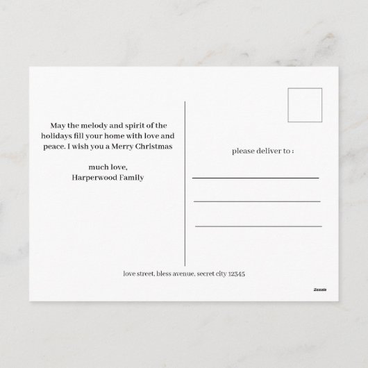 エレガント木素朴のクリスマスファミリー2写真 シーズンポストカード (裏面)