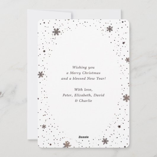 エレガント木素朴写真スノーフレーク シーズンカード (裏面)