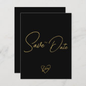 エレガント木素朴黒と光沢のある日付を保存 ノートカード (正面/裏面)