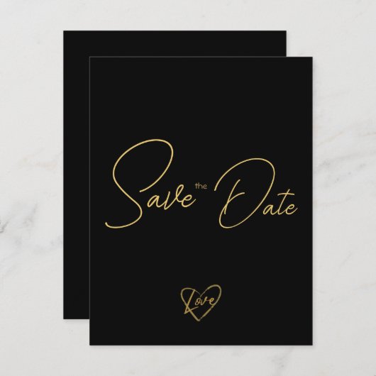 エレガント木素朴黒と光沢のある日付を保存 ノートカード (正面/裏面)