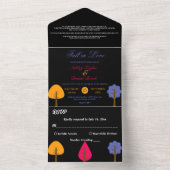 エレガント木素朴黒秋の結婚式 オールインワン招待状 (内側)