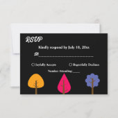 エレガント木素朴黒秋の結婚式 出欠カード (正面)