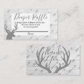 エレガント木素朴&鹿〔雄ジカの〕枝角おむつラッフル エンクロージャーカード (正面/裏面)