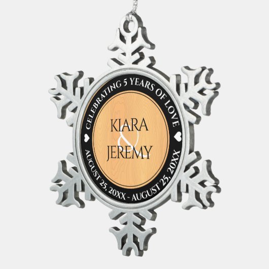 エレガント木結婚祭 スノーフレークピューターオーナメント (右)