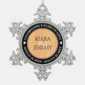 エレガント木結婚祭 スノーフレークピューターオーナメント (正面)