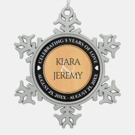 エレガント木結婚祭 スノーフレークピューターオーナメント