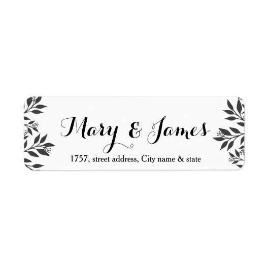エレガント木葉枝結婚デザイン ラベル (正面)