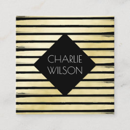 エレガント枠付き黒絵を描ストライプの スクエア名刺