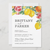 エレガント柑橘系水彩植物体結婚属 招待状 (正面)