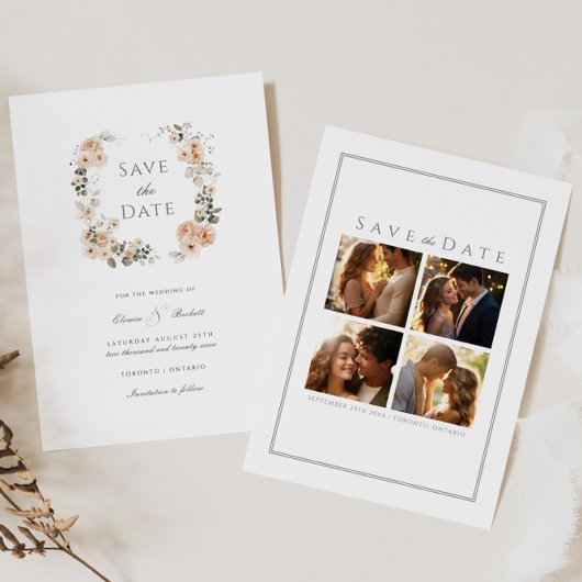 エレガント桃とセージフローラ保存日 招待状