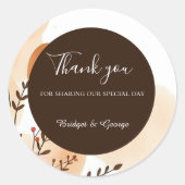 エレガント桃の水彩枠 ラウンドシール (正面)