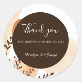 エレガント桃の水彩枠 ラウンドシール