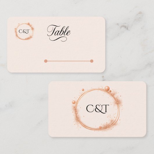 エレガント桃の結婚スパークル書道 プレイスカード (正面/裏面)