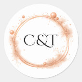 エレガント桃の結婚スパークル書道 ラウンドシール (正面)