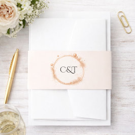 エレガント桃の結婚スパークル書道 招待状ベリーバンド