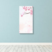 エレガント桃の花のウォールアート – ソフトウォーター色 キャンバスプリント (インサイチュ (ウッドフロア))