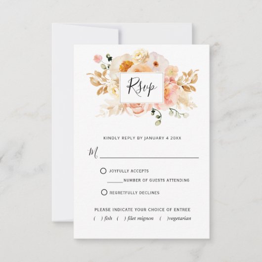 エレガント桃フローラの選択の有無 出欠カード (正面)