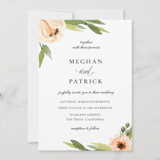 エレガント桃フローラ結婚ズ 招待状 (正面)