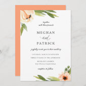 エレガント桃フローラ結婚ズ 招待状 (正面/裏面)