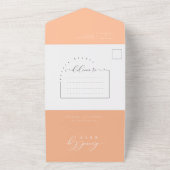 エレガント桃ミニマルアーチQRコード写真 オールインワン招待状 (外側)