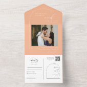 エレガント桃ミニマルアーチQRコード写真 オールインワン招待状 (内側)