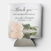 エレガント桃ミラ淡い色のーバラ結婚サンキュー 缶クーラー (正面)