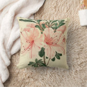 エレガント桃ヴィンテージフローラホームデコ枕 クッション (ブランケット)