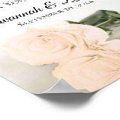 エレガント桃淡い色のバラギフト&カー結婚ドのサイン ポスター (角)