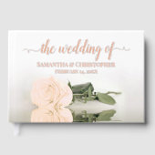 エレガント桃淡い色のバラスモール結婚ズフォイル ゲストブック (正面)