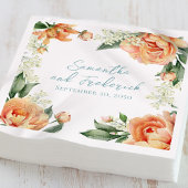 エレガント桃結婚のカスタムフローラ スタンダードカクテルナプキン